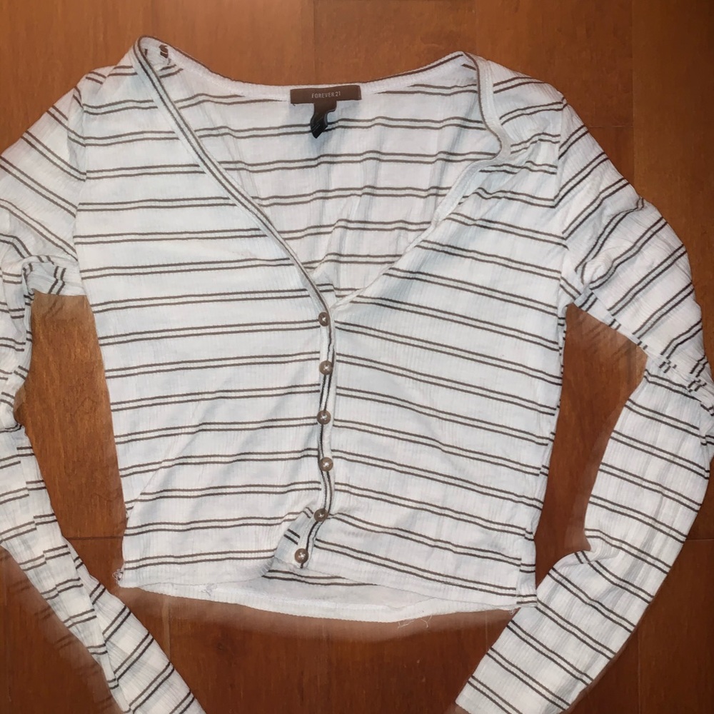 Long sleeve, button v neck